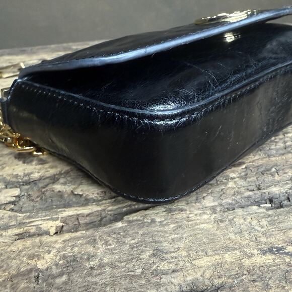 Tory Birch Amanda Black Mini Clutch Crossbody Gold Chain Removable Strap Leather - Picture 5 of 16